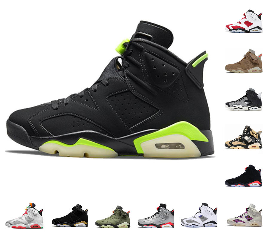 

High Quality Electric Green 6 6s Mens Basketball Shoes Quai54 Sail Brown Carmine Dmp JORDÁN Black Infrared British Khaki Tinker Golden Harve