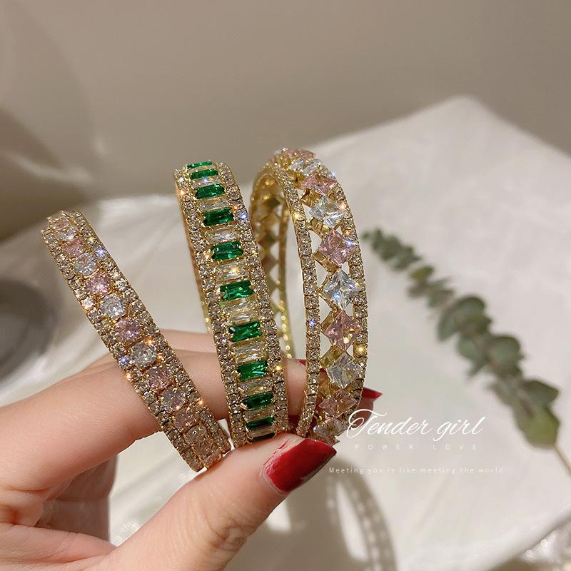 

Bangle Korea East Gate Diamond Zircon Open Bracelet Fashion Simple Personality Net Red Temperament Design Sense Of Hand