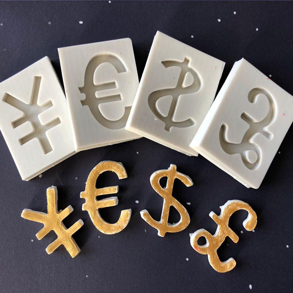 US Dollar Cake Mould Euro Pound Symbol Shape Silicone Chocolate Mold Fondant Cakes Baking Molds Silicon Moulds for Jelly Candy Silicon Bakeware 1-image-734678171
