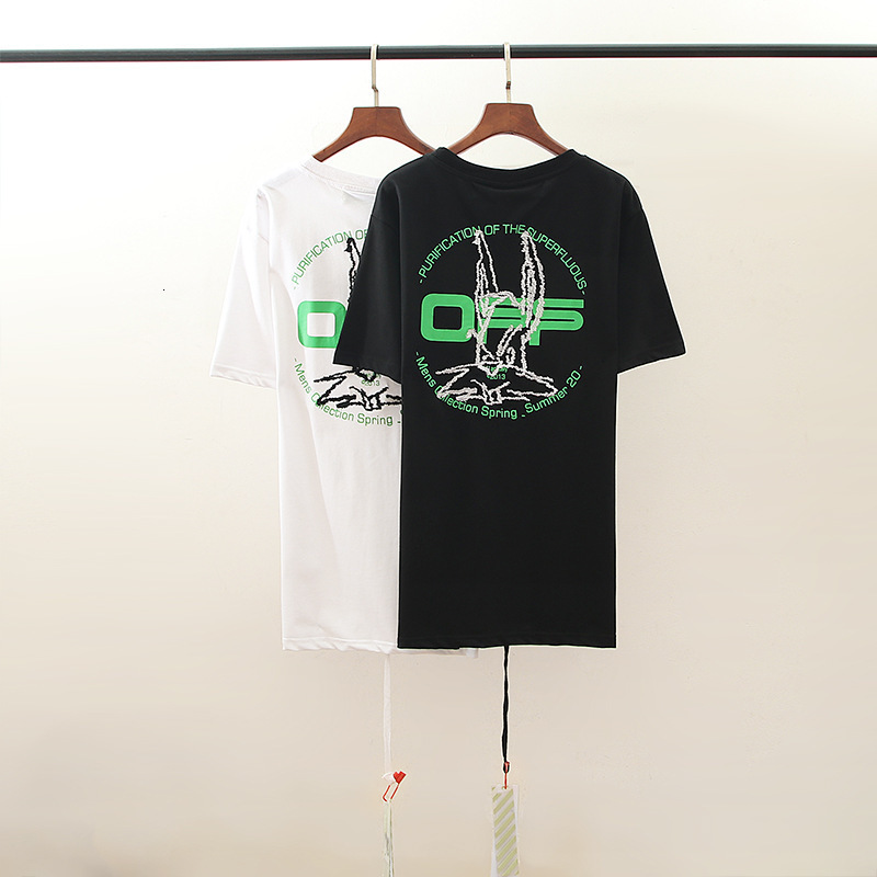 

Short Sleeve Trendy Off Style White Rabbit Oil Painting Arrstyle T-shirt European Loose Men and Women's Bottom Shirt 3tnq, White;black