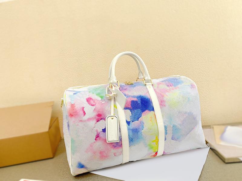 

Large capacity female travel bag short distance fitness tote -mreadyade storage lightweight leather luggage 2021 Print the gradient