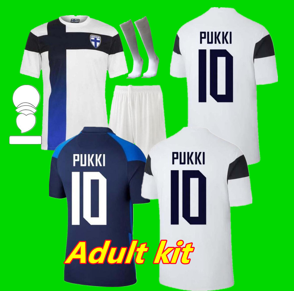 

Adult kids kit 2021 2022 Finland National Team Mens Soccer Jerseys PUKKI SKRABB RAITALA JENSEN LOD KAMARA Finlandia Home Away Football Shirt Uniforms, Black