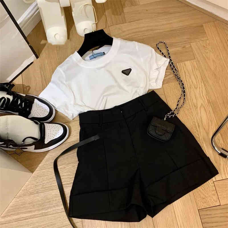 

Cotton Women's Two Piece Pants Sweat Suit T-Shirt Triangle Top with Short Set Gym Outfit Fashion Letter Printing Tracksuit 2 Colors, Extra shipping cost