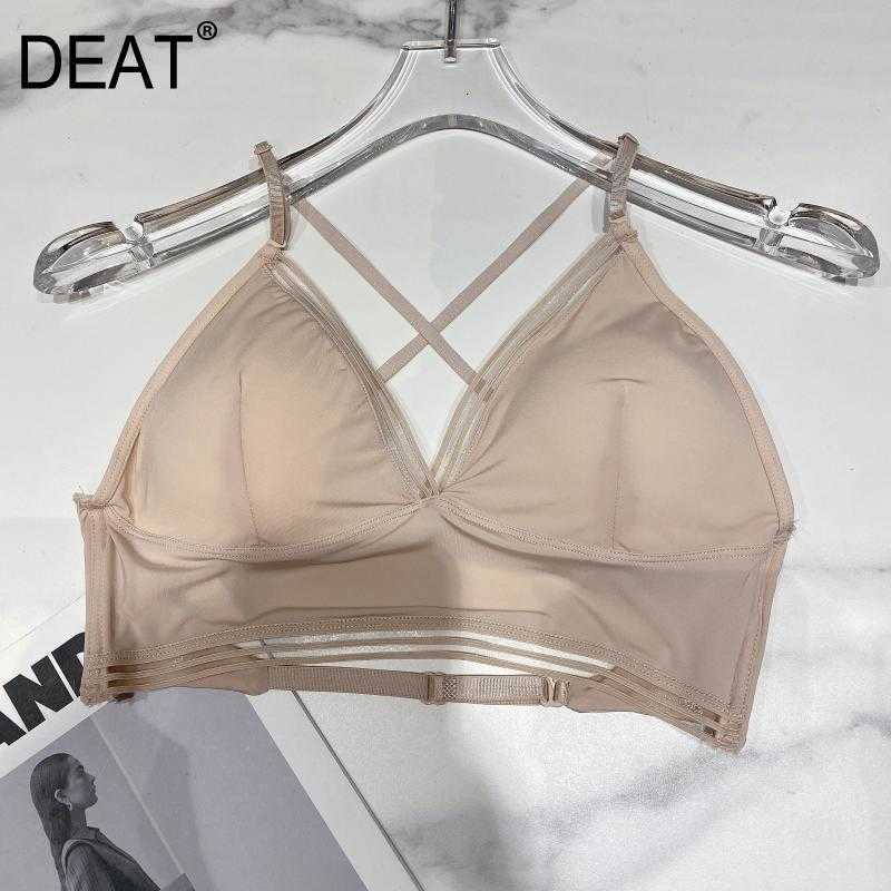 

DEAT Women Sling Backless Vest Cross Back Arrivals Sexy Solid Color Fashion Spring Summer 11D130 210709, White