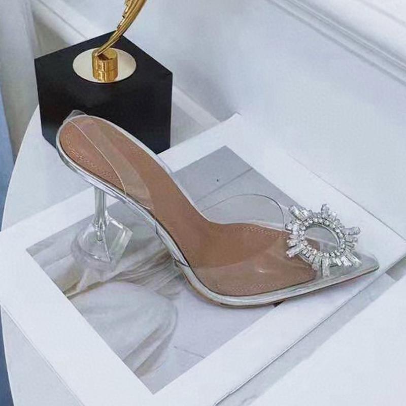 

2022 designer Satin womens Sandals fashion Thick heel heels Slides woman shoe beach Lazy sexy Half slippers Metal heel High Crystal shoes Large size 35-41-42 With box, Extra box