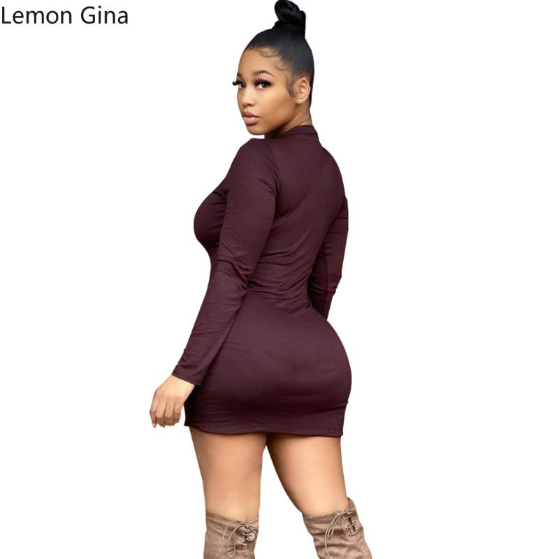 

Casual Dresses Lemon Gina Autumn/winter Pencil Dress With Round Neck And High Waist In Solid Colors, Black