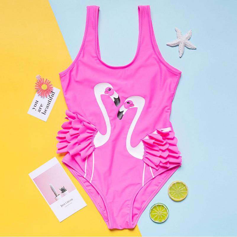 

Flamingo Girl Swimsuit One Piece Swimwear 2-8 Years Toddler Girls Bathing Suit Monokini Cute Children's Beachwear 2021 One-Piece Suits