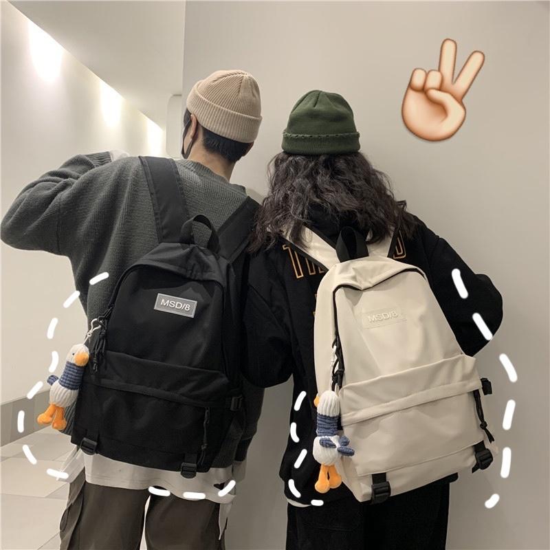 

Kpop Simple Backpack Unsex Tide Brand College Schoolbag Laptop Notebook Shoulder Bag Cute Duck Large Capacity, Black