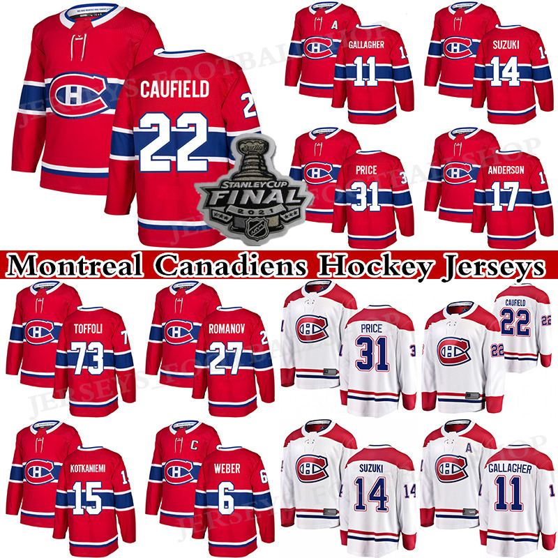 

Montreal Canadiens Jersey 22 Cole Caufield 14 Nick Suzuki 31 Carey Price 73 Tyler Toffoli 11 Gallagher 27 Romanov For Mens hockey jerseys, White mens 2021 stanley finals patch