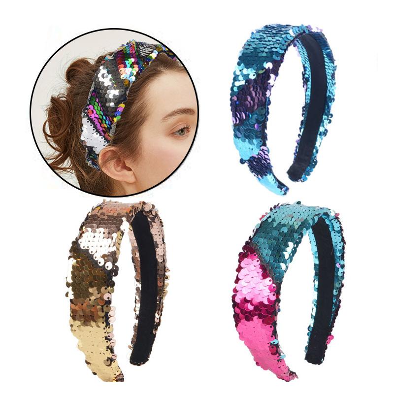 

Hair Clips & Barrettes Vintage Sequin Band For Women Shining Headbands Wide Fashion Jewelry Hairband Accessories Femme, Golden;silver