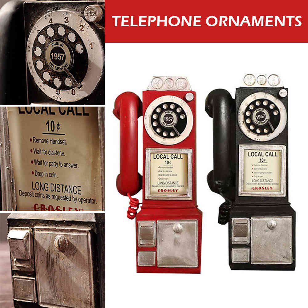 Creativity Vintage Telephone Model Wall Hanging Ornaments Retro Furniture Phone Mini Crafts Gift Bar Home Decoration Gift-image-690316961