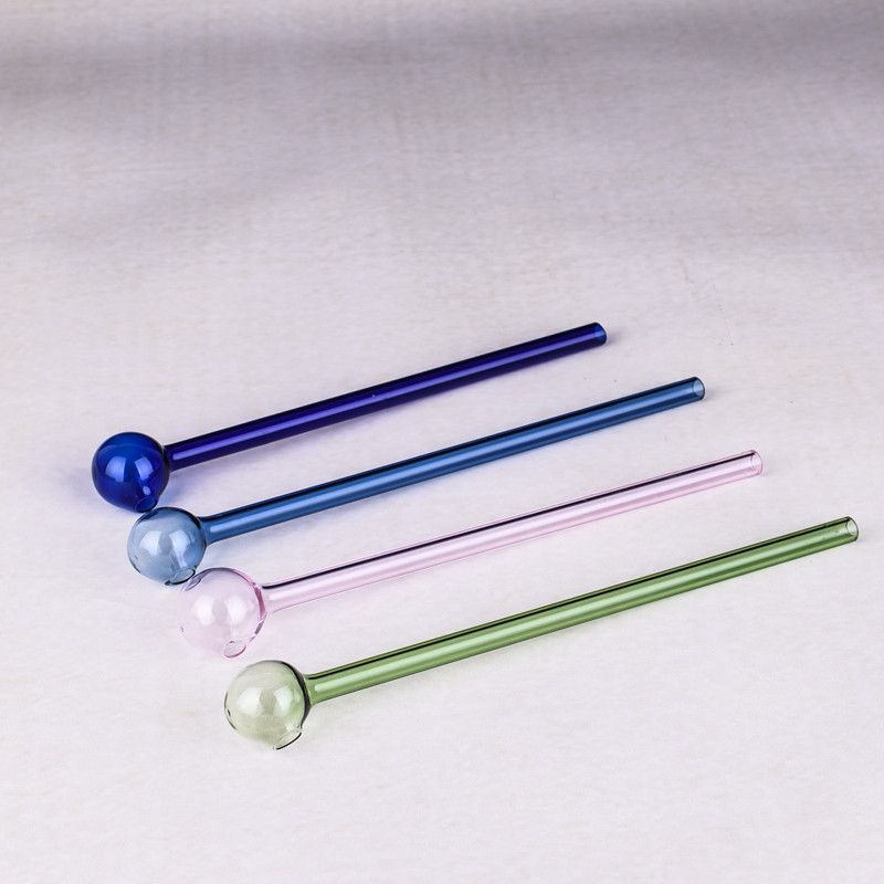 

6 inch 15cm XL glass oil burner tube clear pink, blue-green, cheap Pyrex glass oil burner, sailpipe smoking tube random color 02145