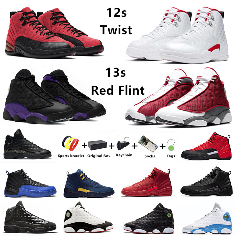 

Twist jumpman 12s 13s mens basketball shoes Dark Concord Gym playoffs high reverse flu game University Gold taxi Red flint 13 bred men trainers sports sneakers, Color#26