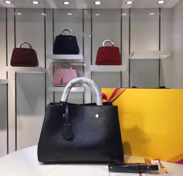 

Original High Quality Designer Luxury Handbags Purses MONTAIGNE Bag Women Tote Brand Letter Embossing Genuine Leather Shoulder Bags, Blue