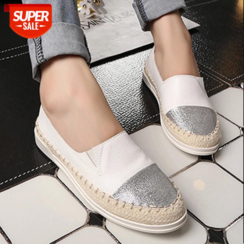 

women spring plus size flat espadrilles female sequined cloth straw sewing loafers shoes for girls slip on comfortable #an6g