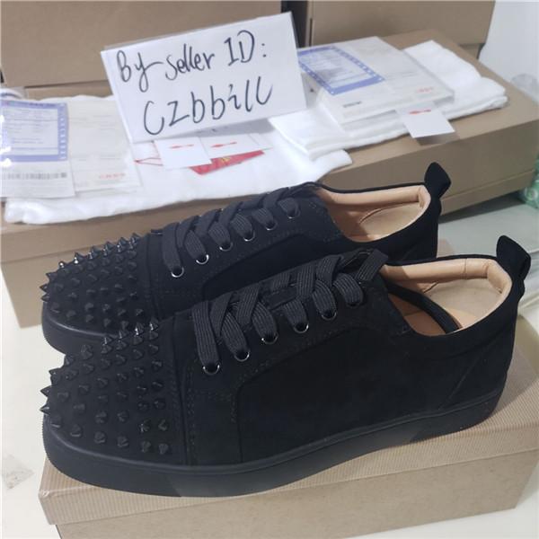 

Designers Louboutin CL Christian luxurys Top quality fashion Red Bottoms shoes Studded Spikes low Flat sneakers For Men vwI, Blue