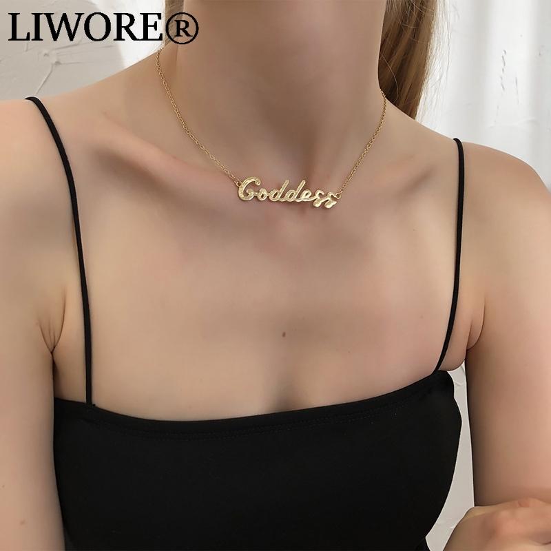 

Chains Fashion Simple Letter Necklace Alloy Geometric Gold Color Chain Women English Jewelry, Silver