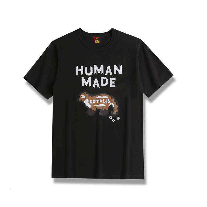 

2022 Summer Fashion Brand Civet Cat Human Made Letter Printed Large Short Sleeve T-shirt, White