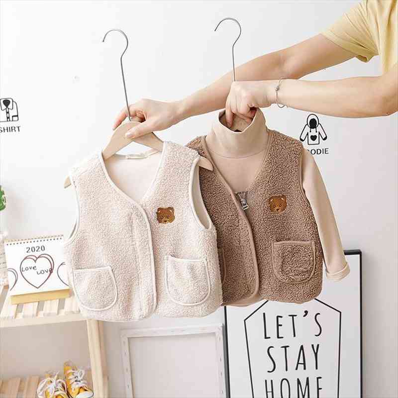 

Boys And Girls Teddy Fleece Vest Autumn Winter All Match Warm Sleeveless Fashion Jacket, Camo