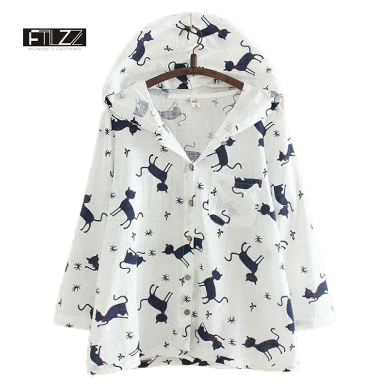 

Spring Summer Jackets Women Fashion Hooded Cat Cartoon Print Coats Female Outerwear Ladies Causal Thin Windbreaker Jacket 210525