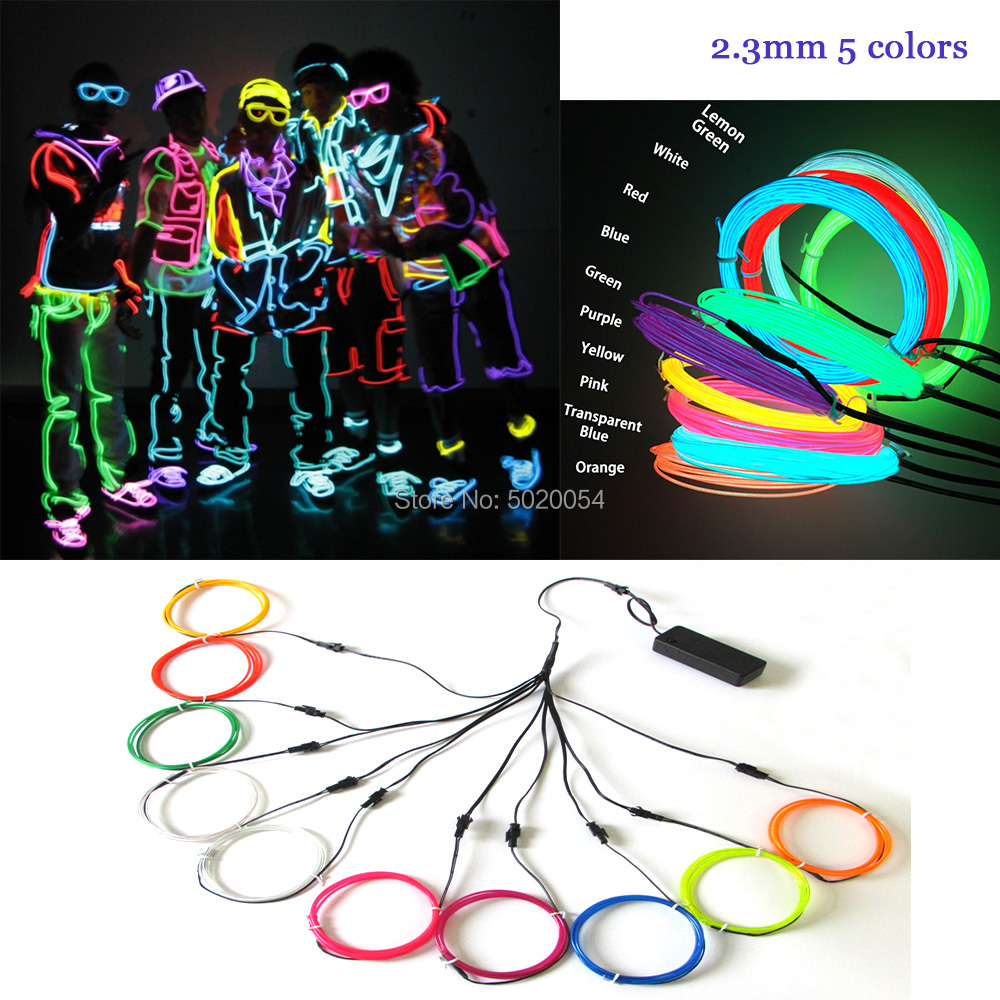 Costume Accessories DC3V Controller 2.3mm Colorful LED Flexible EL Wire Rope Tube Light Waterproof Luminous Line For Birthday Party-image-751132390