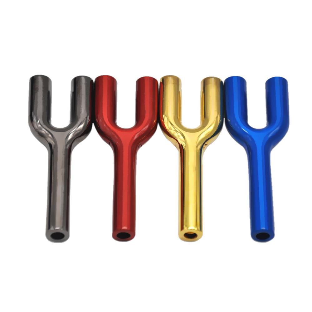 

colorful top quality Y type Doule Tubes Snuff Snorter metal HOOTER HOOVER Sniff Dispenser Nasal Smoking Pipe Endurable Tobacco