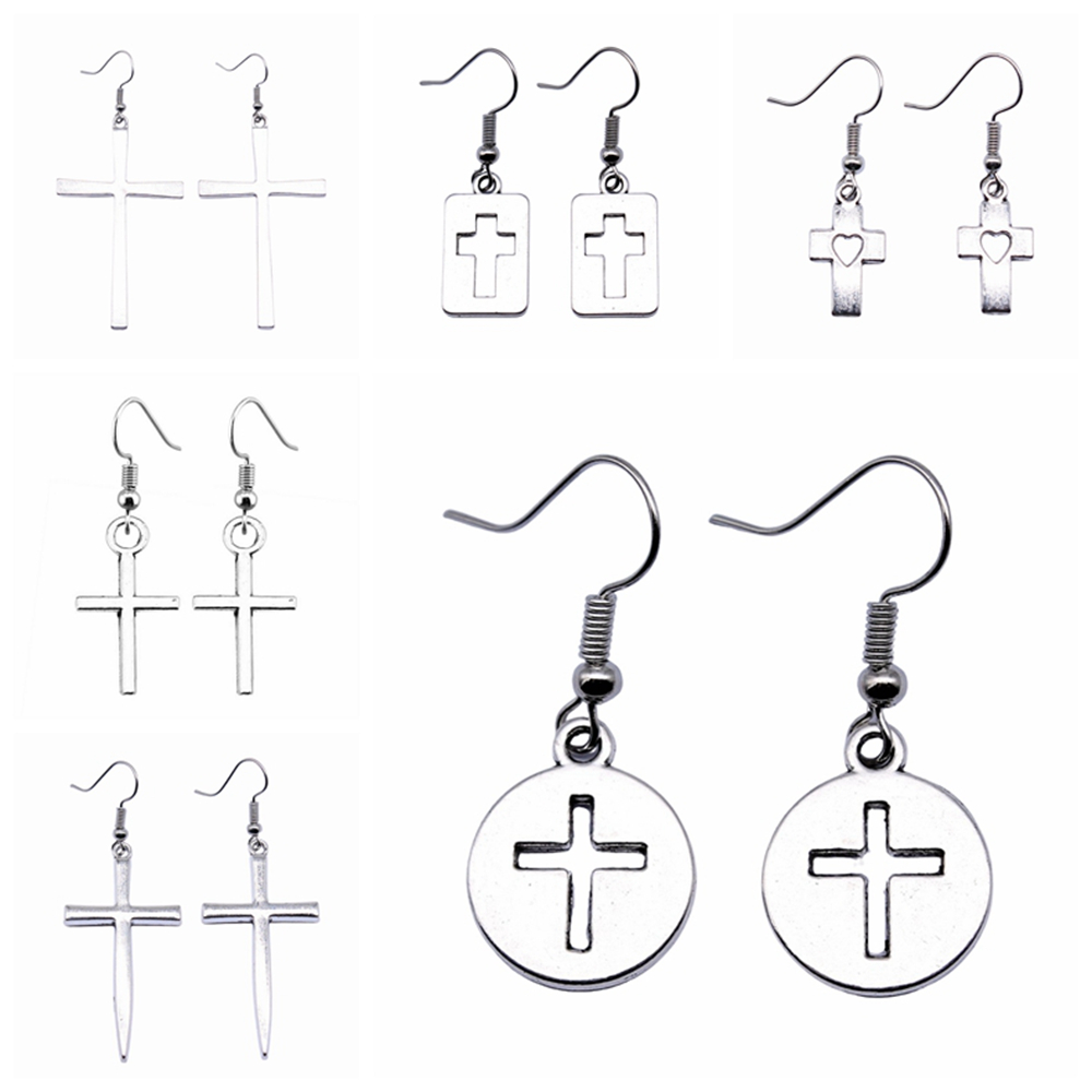 

Customized Gift Charm 1 Pair Cross Pendant Earrings Accessories Women