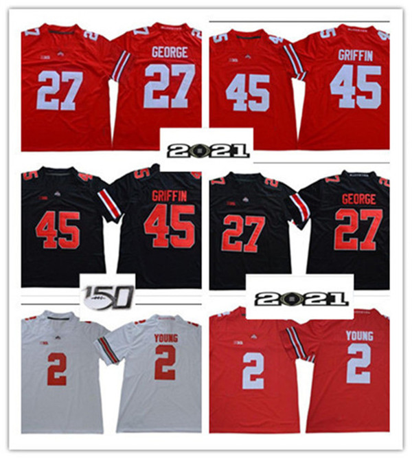 

NCAA 2021 Patch Ohio State Justin Fields Nick Bosa College Football Jersey Eddie George 45 Archie Griffin 2 Chase Young 7 Dwayne Haskins Jr., As pic