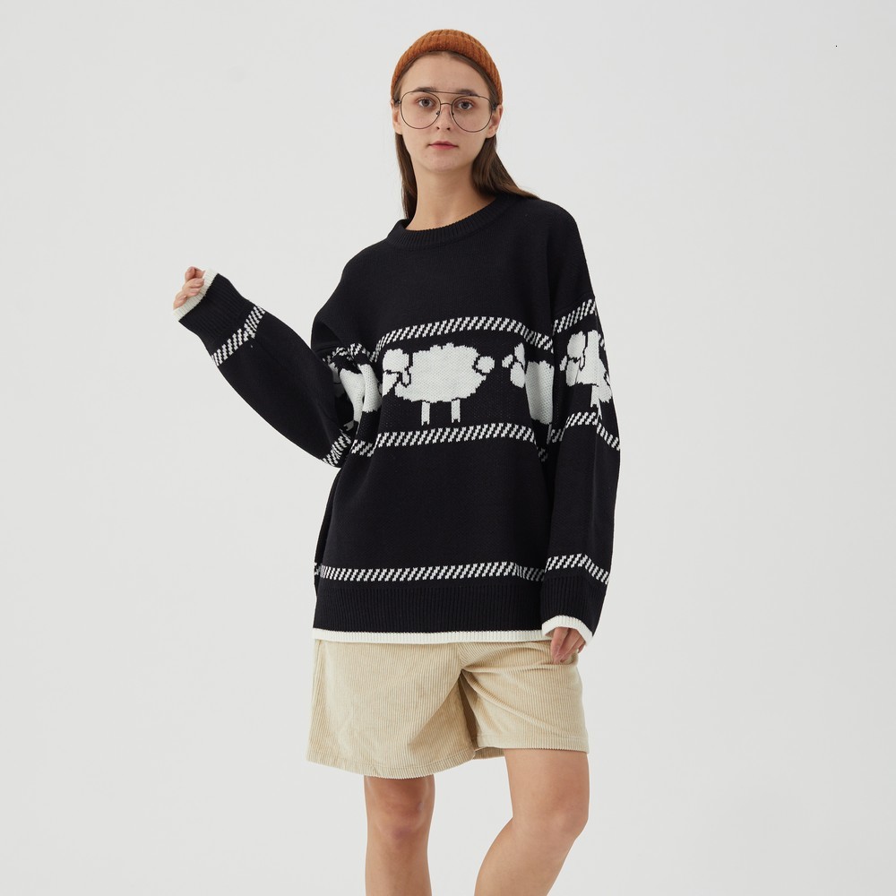 

sweaters Black knitted retro vintage designer oversized woman sweaters women's winter clothes 2021 cardigan sweater long sleeve tops