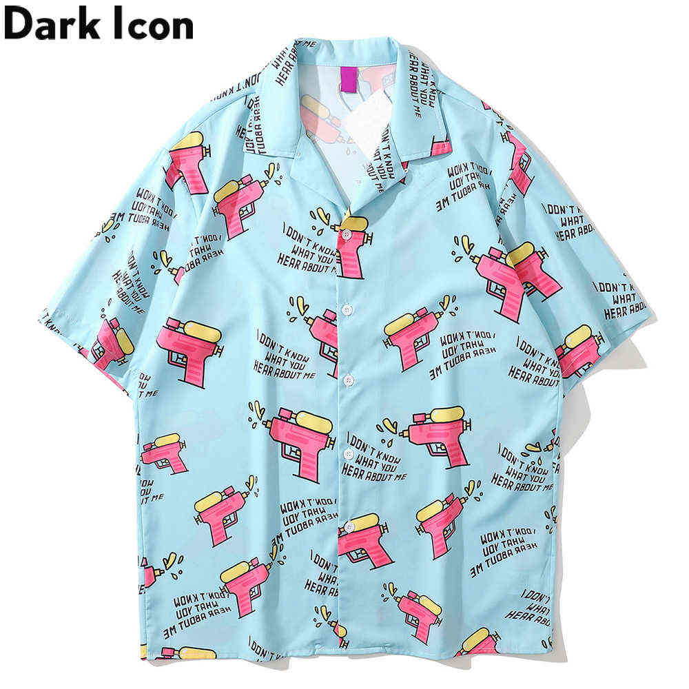 

Full Printed Holiday Beach Hawaiian Shirt Men Turn-down Collar Vintage Street Polo Shirt 210603, Blue