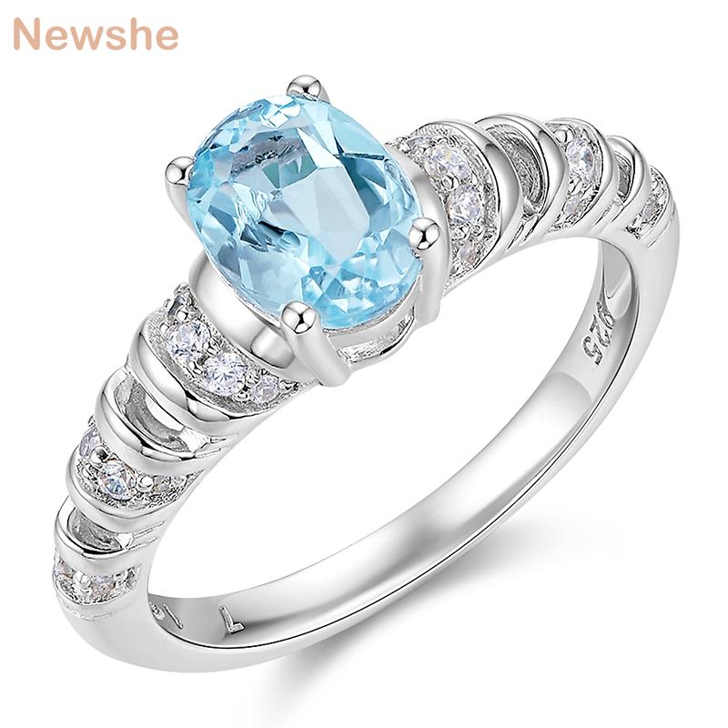 

Cluster Rings She Sky Blue Oval Cut 1.25 Ct CZ Wedding Ring For Women Solid 925 Sterling Silver Vintage Engagement Band, Golden;silver
