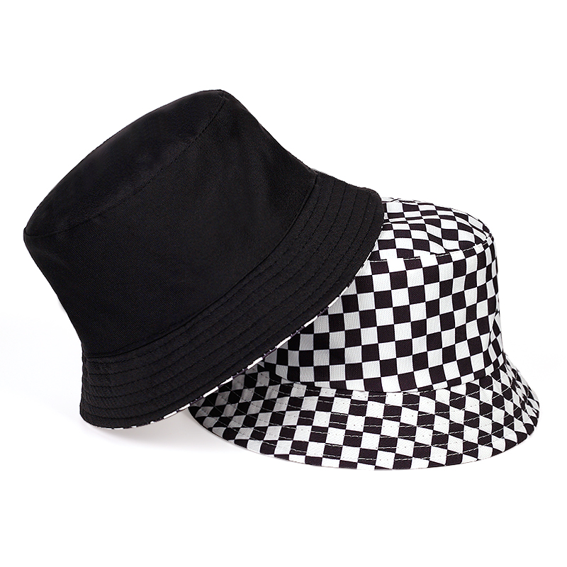 

Fashion double-sided fisherman hat womens outdoor shade bucket hats wild tide hat cotton bucket hats for men casquette, Lattice