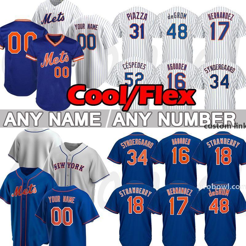 

2 Francisco Lindor baseball Jerseys Jacob deGrom Pete Alonso Darryl Strawberry 31 Mike Piazza Hernandez Rosario Stroman custom Mets jersey, Daduhui