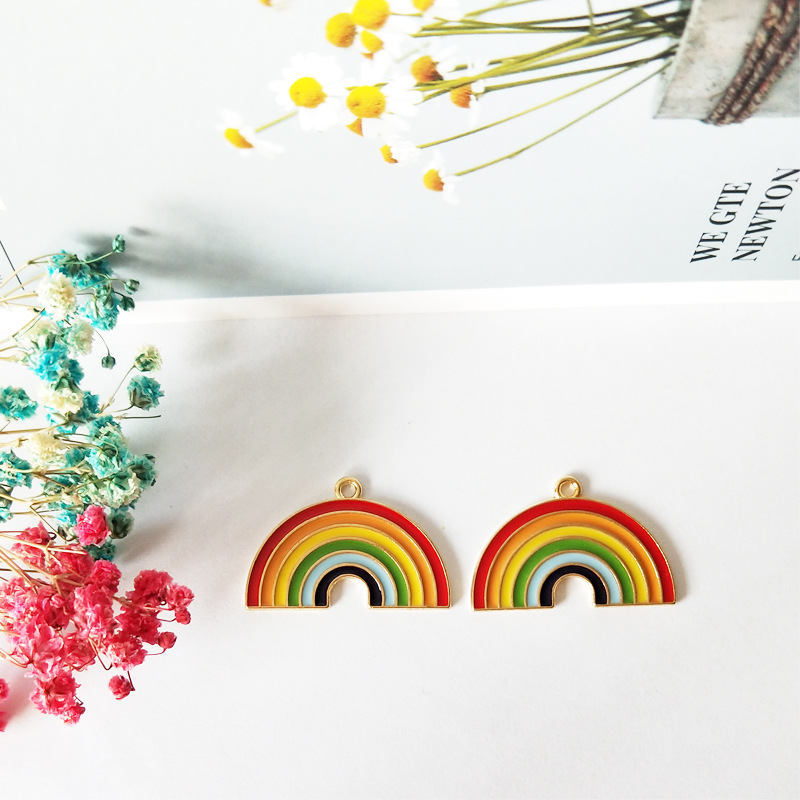 

20pcs 32*21mm Enamel Rainbow Oil Drip Charms for Jewelry Making Earring Pendant Fashion Bracelet Charm Zina Alloy
