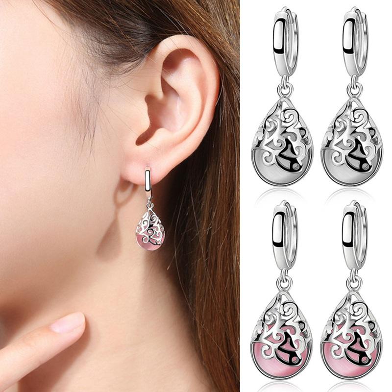 

Dangle & Chandelier Fashion Big Round Moonstone Earrings Green Color Small Long Gift Anniversary Party Jewelry