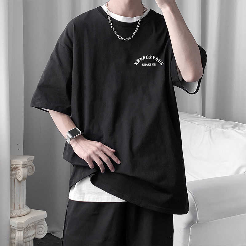

Privathinker Men's Letter Printed T-shirt Loose Short Sleeve Tops Woman Casual Oversize Tees Male Korean Streetwear T Shirts 210629, Flowerpurple