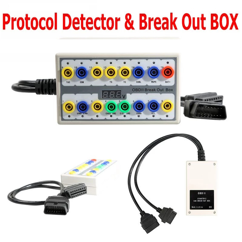 

OBDII Breakout Box OBD OBD2 Protocol Detector Tools & Car Auto Test Break Out-Box