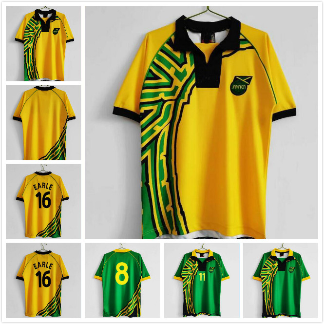 

1998 Retro Jamaica soccer jerseys home away yellow green 98 classic Vintage football shirt #16 EARLE #11 WHITMORE #3 DAWES #19 SINCLAIR