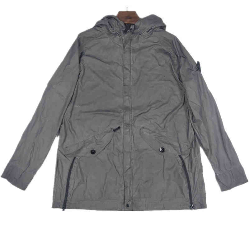 

thin mens jackets fashion brand jacket outdoor clothing long windbreaker luminous reflective fabric heavy industrial washing, Black
