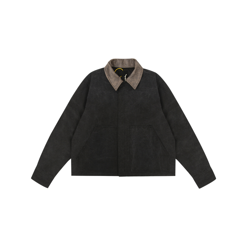 

2022 7th Autumn Winter Europe Oversize USA Lapel Cotton Jacket Classic Zipper Casual High Street Outwear Coat, Black jacket