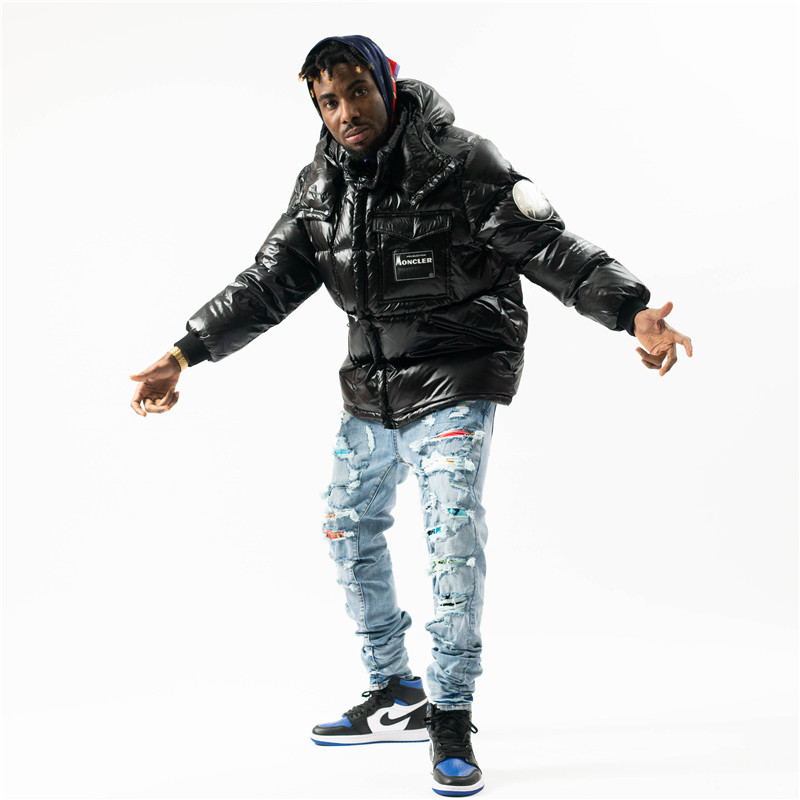 

Mens Jeans European and American High Street Fashion Brand Broken Color Patches, Holes, Scratches, Casual Feet, Slim-fit Denim Trousers, Kor, Blue