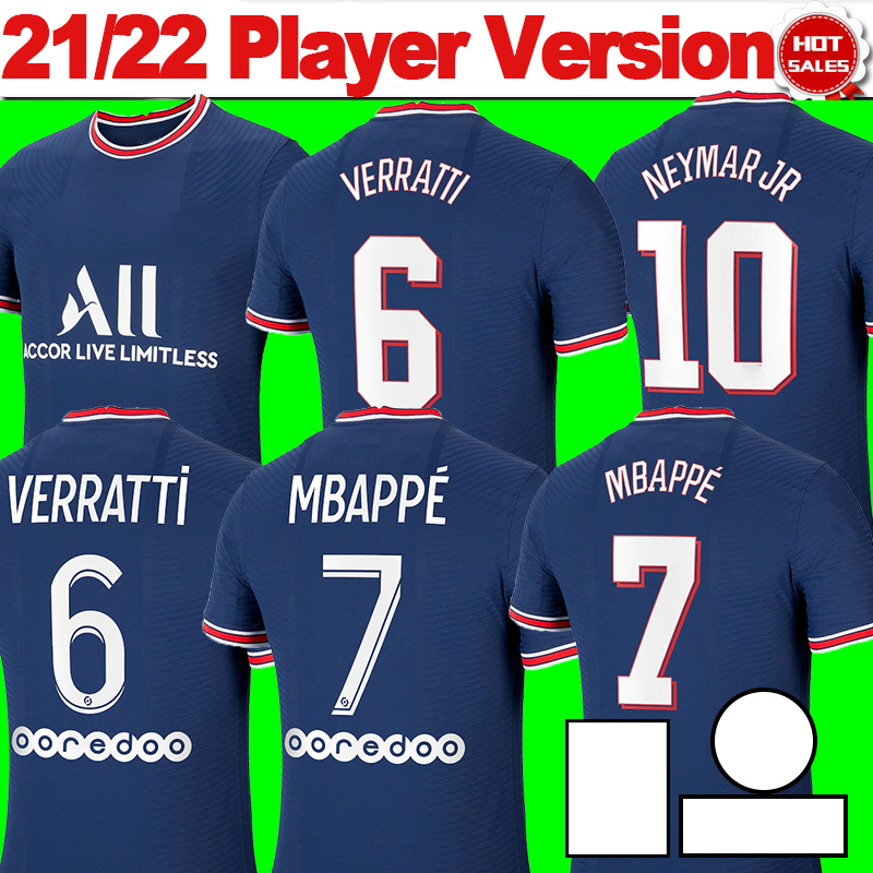 

Player Version #4 SRERGIO RAMOS Soccer Jersey 2021/2022 #7 MBAPPE Soccer Shirt Home Blue ICARDI VERRATTI Men Football Uniforms Customized On sale, No name number