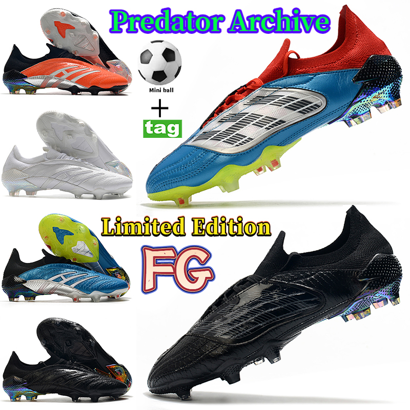 

High quality Predator Archive Limited Edition FG soccer cleats shoes triple black orange white red multi-color mens football sneakers trainers, Bubble wrap packaging