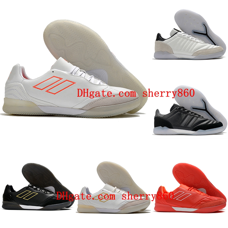 

Top Quality Soccer Shoes COPA MUNDIAL TR IN Low Cleats Soft Leather Trainers Indoor Football Boots Black White botas de futbol, As picture 1