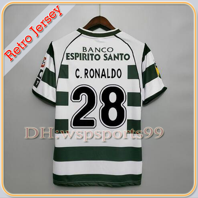 

Retro Sporting CP lisbon 2001 2003 2004 Soccer Jerseys #28 C.RONALDO 20/21 SCP Lisboa Camisas PALHINHA JOVANE PEDRO PORRO D.BRAGANÇA .COATES Men kids kits football jersey, 01-03 home