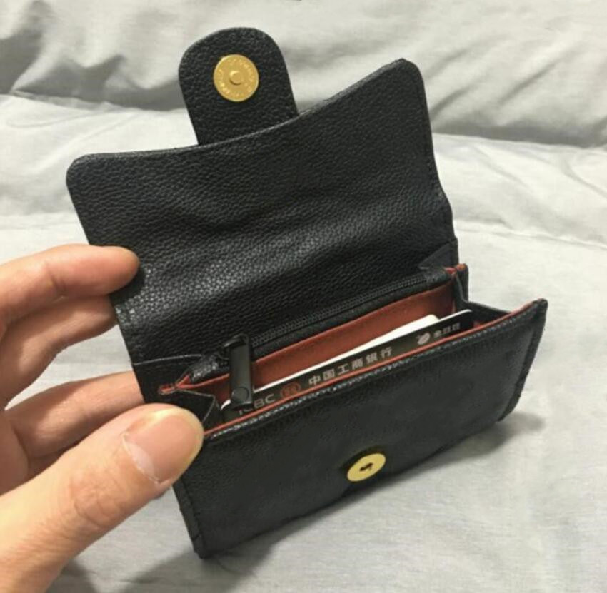 

Fashion Black Gold Flip caviar Wallet Paris Women card holder Clutch coin purse Lady Small leather bags