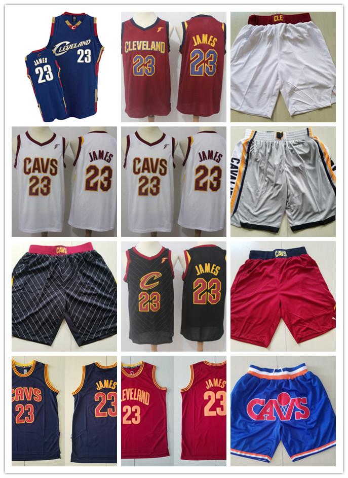 

2021 Mens Cleveland Cavaliers Throwback jerseys LeBron 23 James Basketball Shorts Basketball Jerseys yellow red white blue grey, Black;red