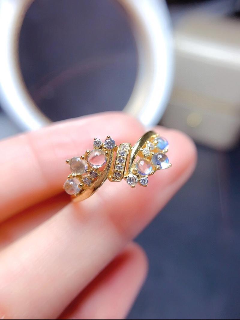 Cluster Rings 2021 Women Ring Moonstone Gemstone 925 Silver Fine Jewelry Natural Gem Moonlight Birthstone Birthday Party Date Gift-image-710770900