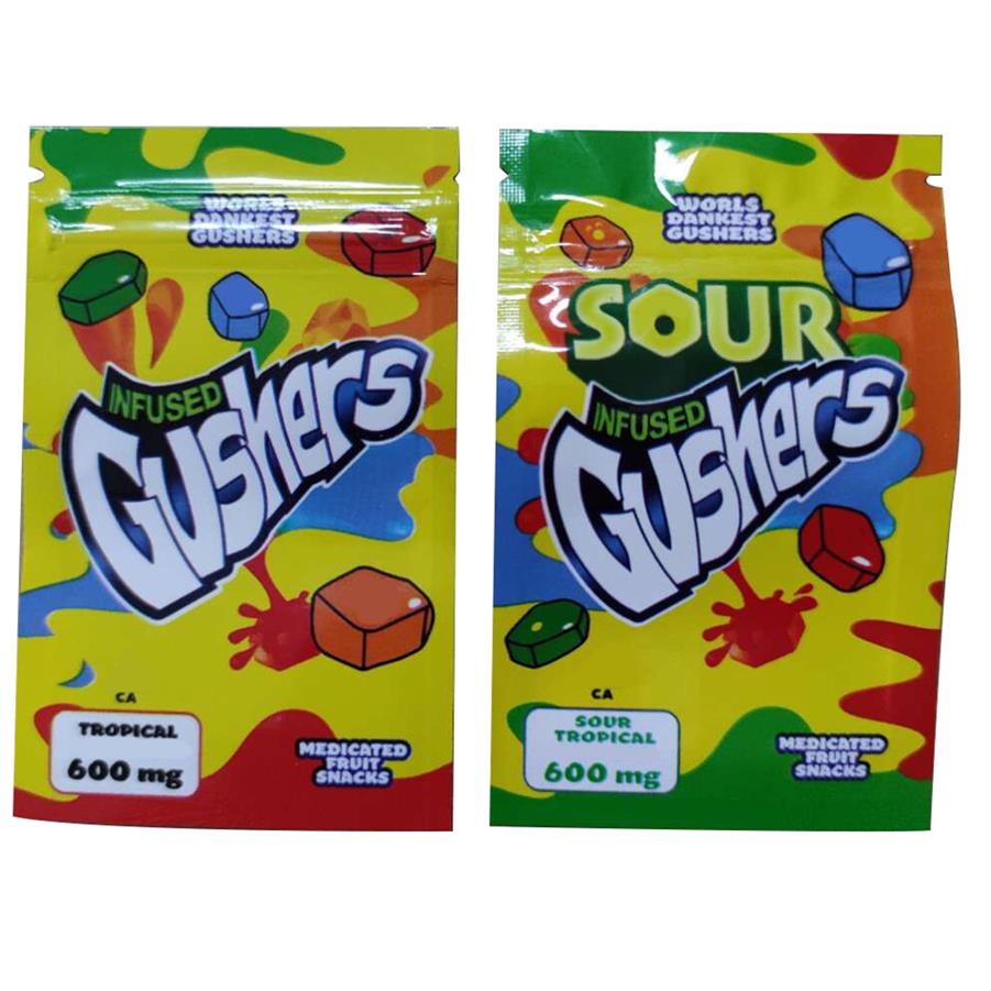 

Gushers Mylar Bag Empty Zipper Packages 600MG Sour Tropical Edibles Gummies Baggies for Vape Dry Herb Packaginga57
