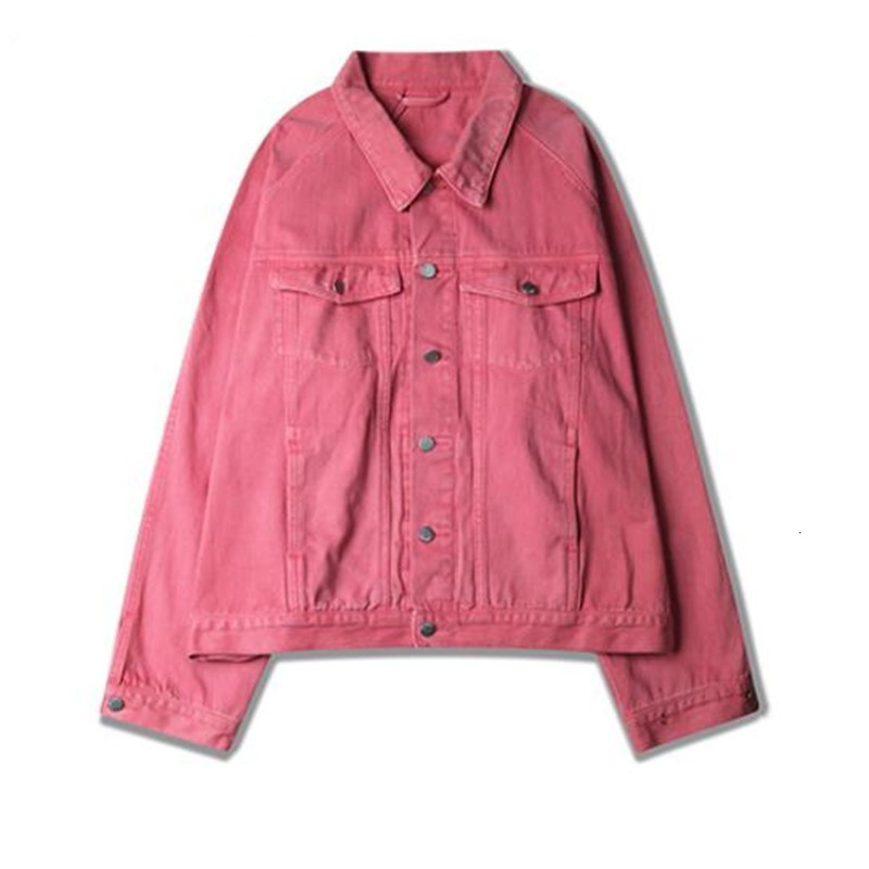 

Women's Down & Parkas Vintage Turn Collar Pink Women Denim Coat Loose Casual Long Sleeve Woman Jackets Hip Hop Tops Streetwear spr, Black